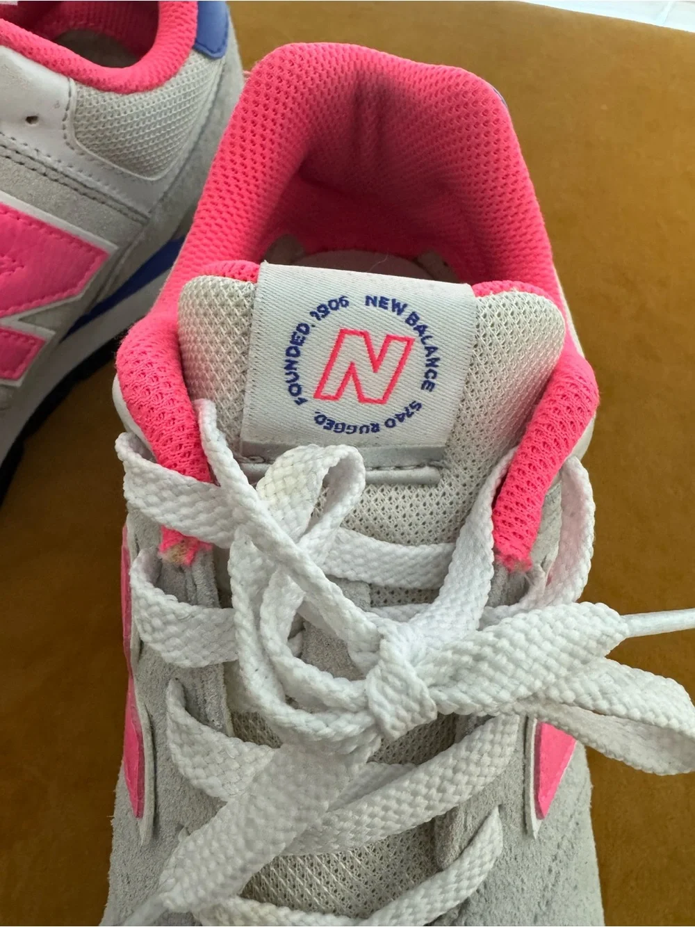 New Balance Light Gray with Hot Pink Accent Sneakers